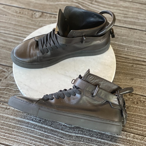 Men's BUSCEMI Matt BLK Leather High Top Sneakers - Picture 4 of 8